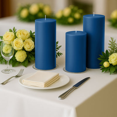 Unscented Dripless Navy Blue Pillar Candles