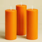 6-Pack Unscented Dripless Pillar Candles – 3"x9" Orange Paraffin Wax with Smokeless Cotton Wicks, Clean & Long-Lasting 90-Hour Burn