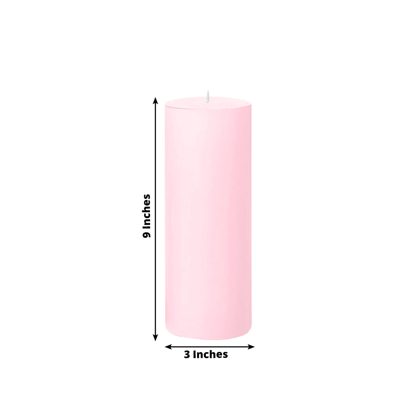 6-Pack Unscented Dripless Pillar Candles – 3"x9" Pink Paraffin Wax with Smokeless Cotton Wicks, Clean & Long-Lasting 90-Hour Burn