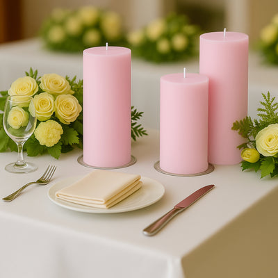 Unscented Dripless Pink Pillar Candles