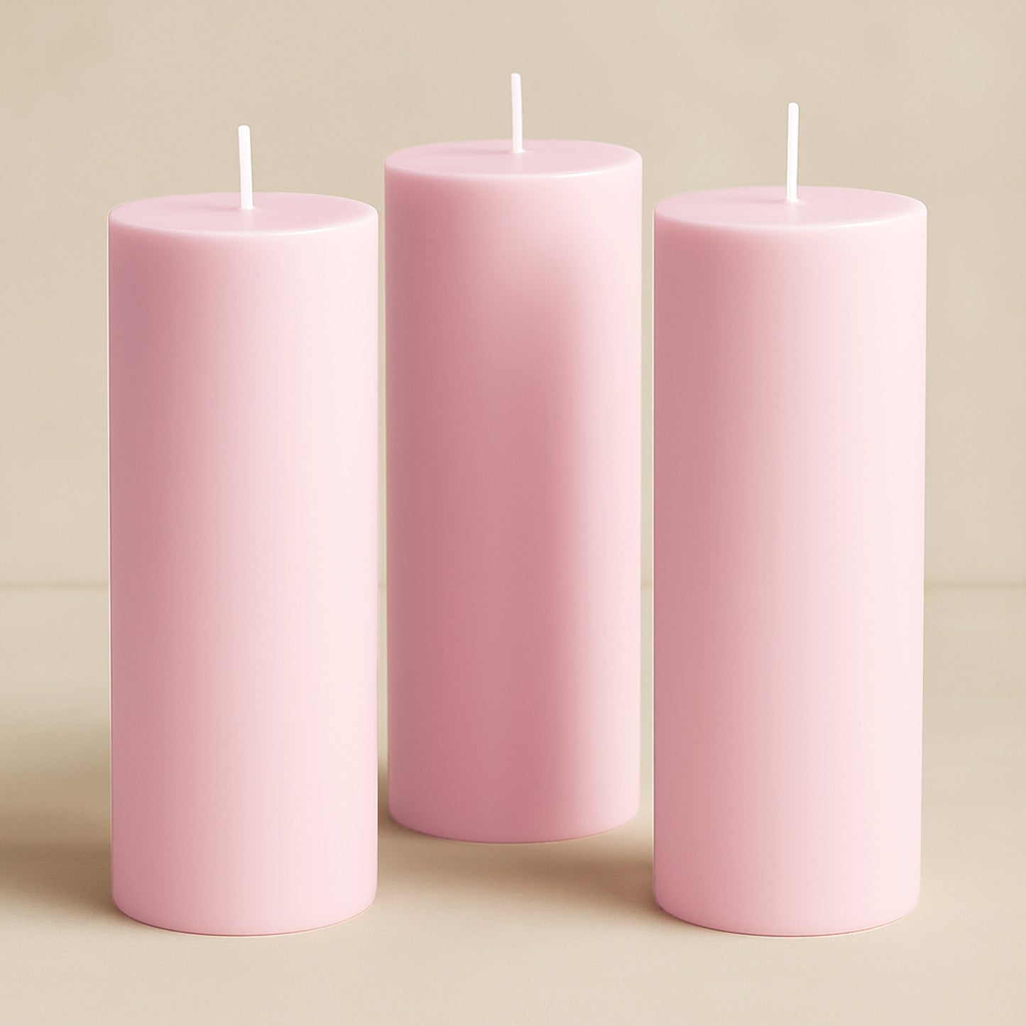 6-Pack Unscented Dripless Pillar Candles – 3"x9" Pink Paraffin Wax with Smokeless Cotton Wicks, Clean & Long-Lasting 90-Hour Burn