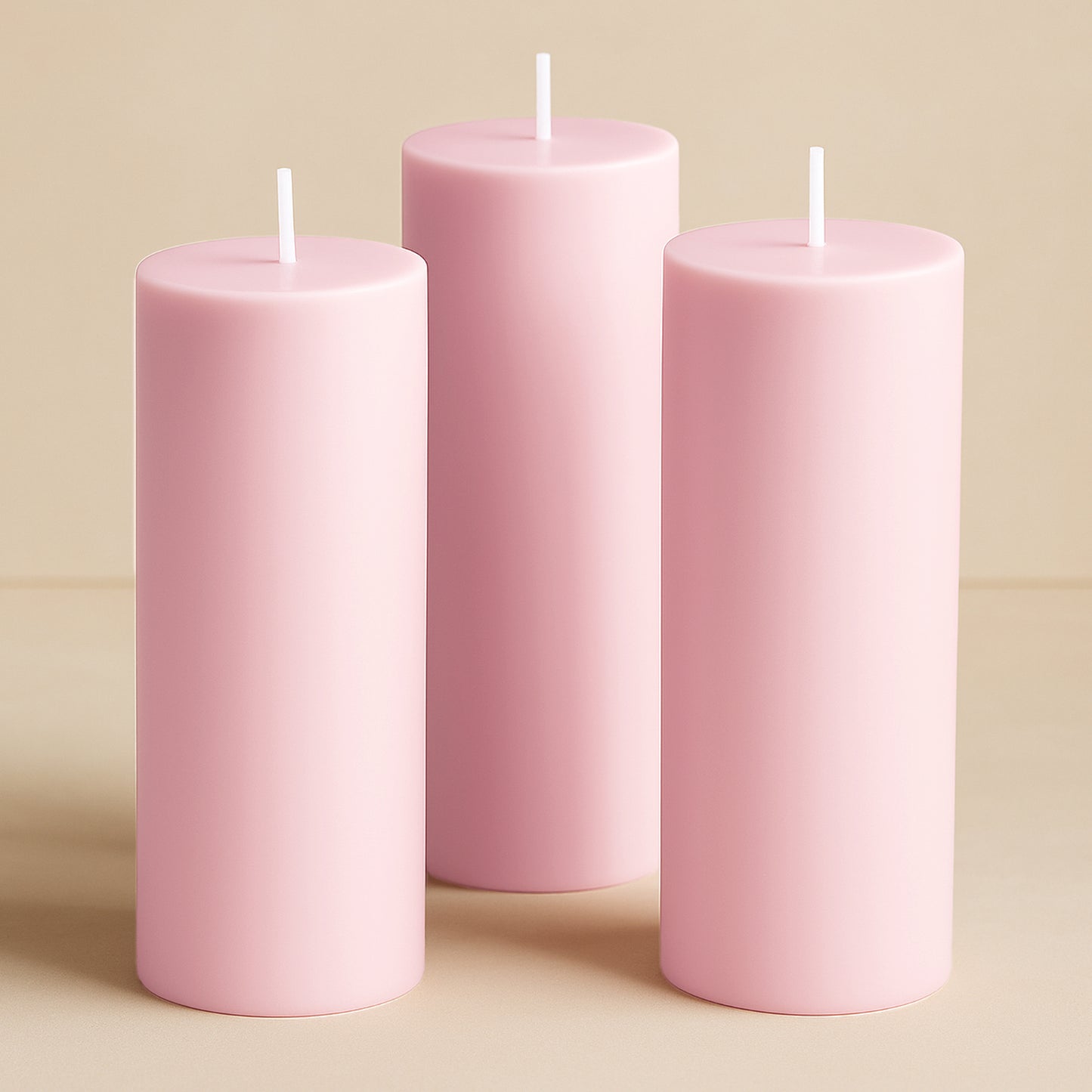 6-Pack Unscented Dripless Pillar Candles – 3"x9" Pink Paraffin Wax with Smokeless Cotton Wicks, Clean & Long-Lasting 90-Hour Burn