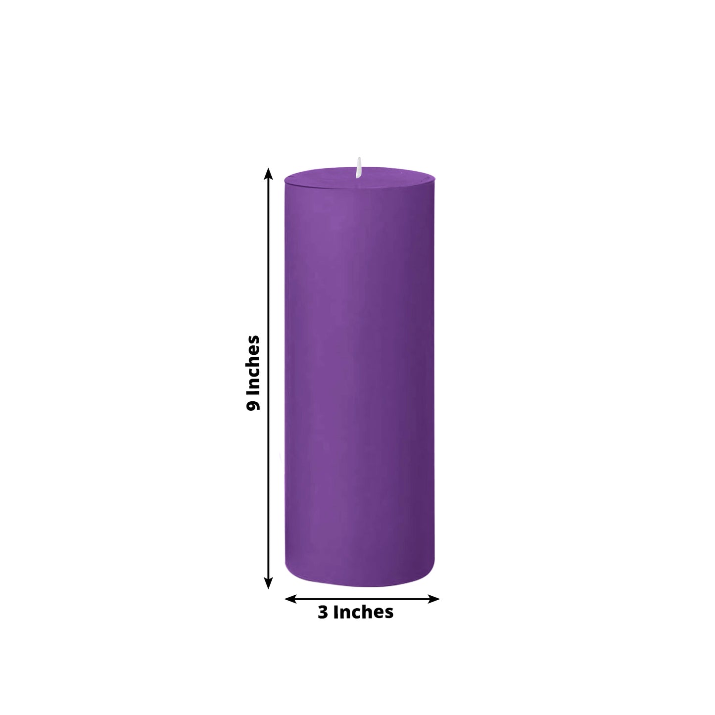 6-Pack Unscented Dripless Pillar Candles – 3"x9" Purple Paraffin Wax with Smokeless Cotton Wicks, Clean & Long-Lasting 90-Hour Burn