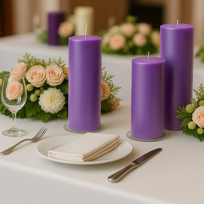 Unscented Dripless Purple Pillar Candles