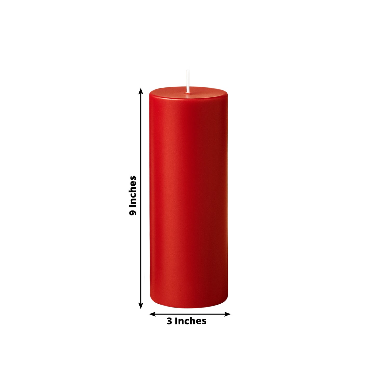 6-Pack Unscented Dripless Pillar Candles – 3"x9" Red Paraffin Wax with Smokeless Cotton Wicks, Clean & Long-Lasting 90-Hour Burn