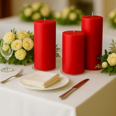 Unscented Dripless Red Pillar Candles