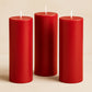 6-Pack Unscented Dripless Pillar Candles – 3"x9" Red Paraffin Wax with Smokeless Cotton Wicks, Clean & Long-Lasting 90-Hour Burn