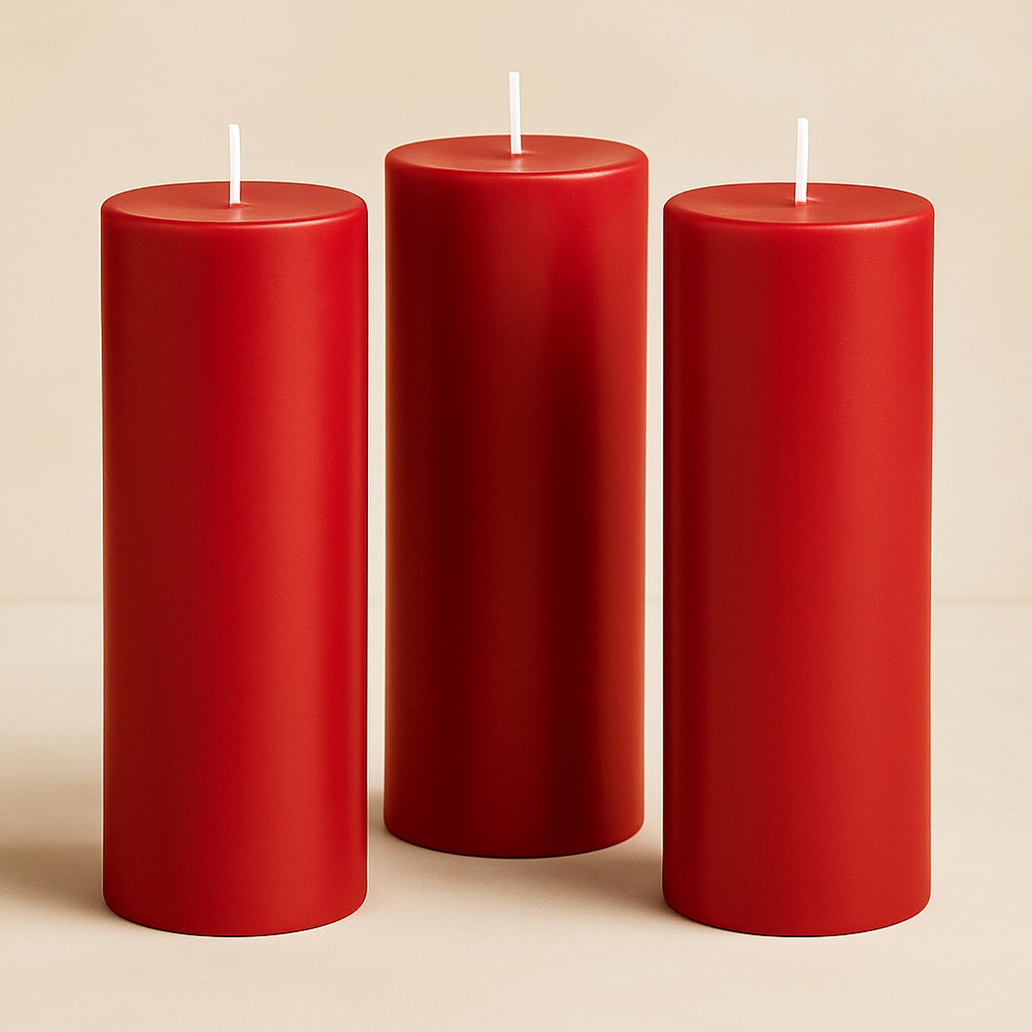 6-Pack Unscented Dripless Pillar Candles – 3"x9" Red Paraffin Wax with Smokeless Cotton Wicks, Clean & Long-Lasting 90-Hour Burn