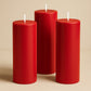 6-Pack Unscented Dripless Pillar Candles – 3"x9" Red Paraffin Wax with Smokeless Cotton Wicks, Clean & Long-Lasting 90-Hour Burn