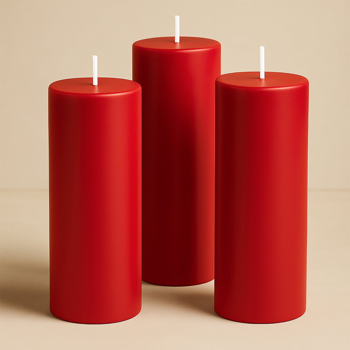 6-Pack Unscented Dripless Pillar Candles – 3"x9" Red Paraffin Wax with Smokeless Cotton Wicks, Clean & Long-Lasting 90-Hour Burn