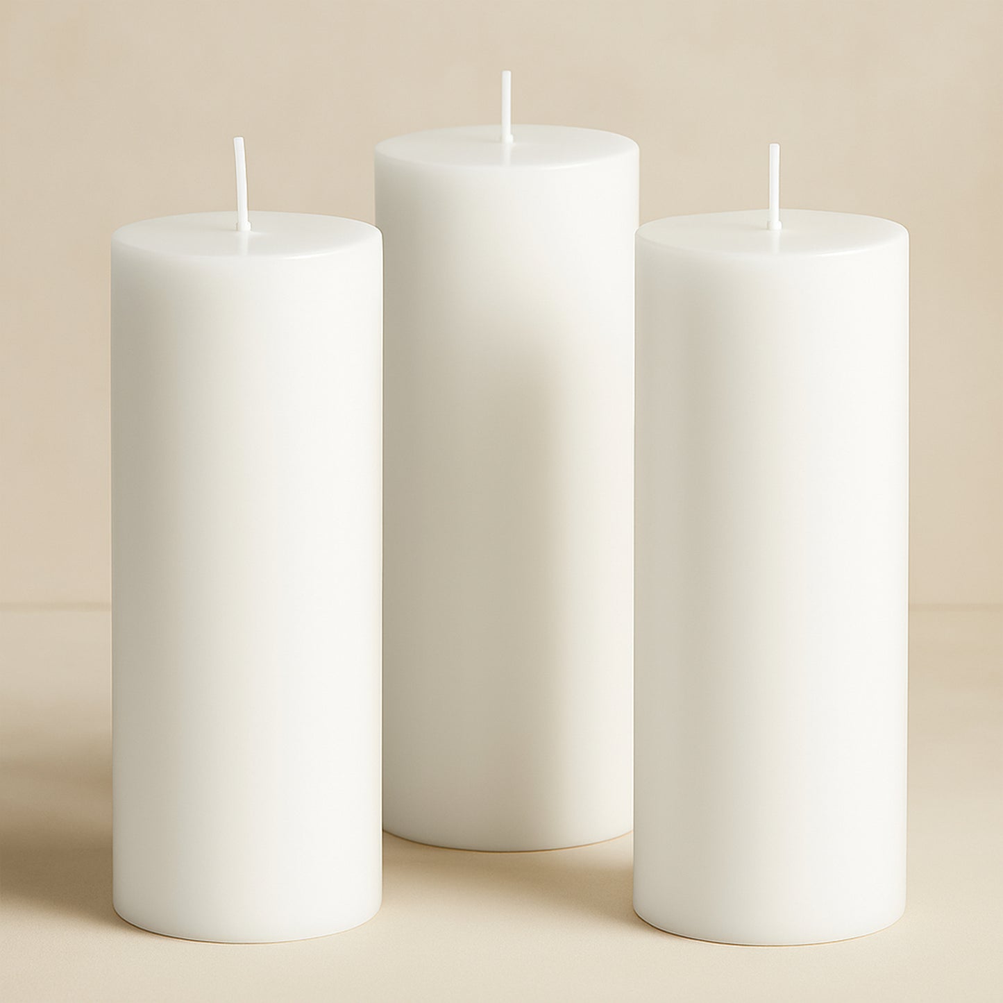6-Pack Unscented Dripless Pillar Candles – 3"x9" White Paraffin Wax with Smokeless Cotton Wicks, Clean & Long-Lasting 90-Hour Burn