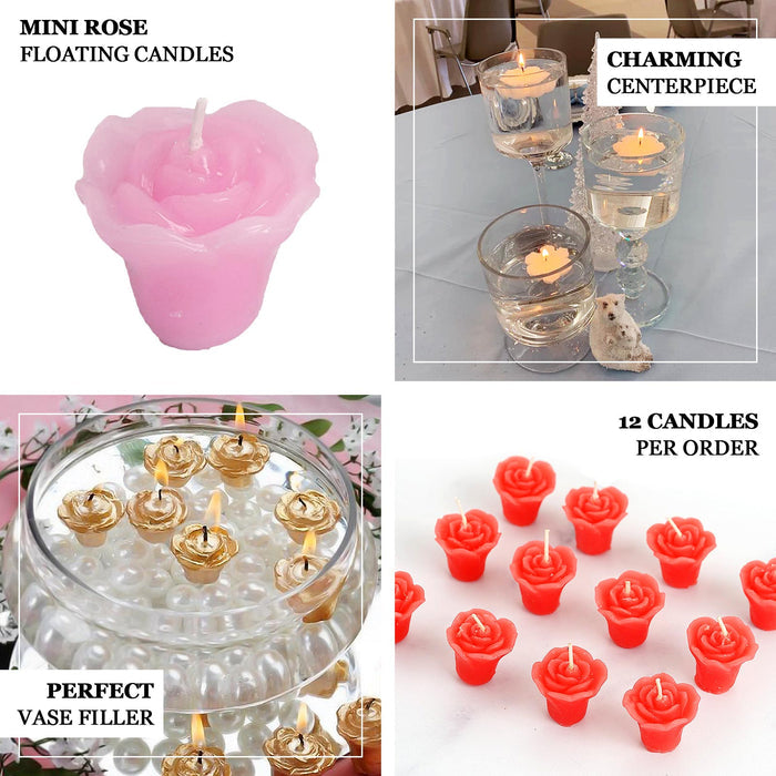 Rose gold mini floating candles for wedding vase fillers.