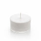 White unscented tealight candle in a clear cup.