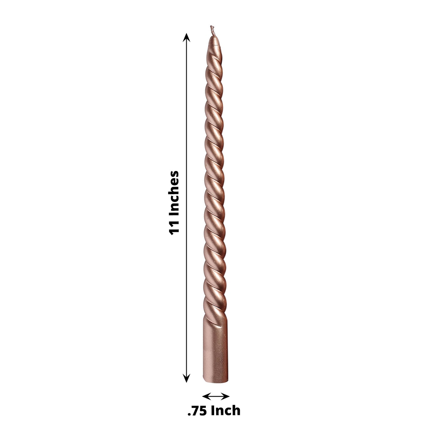 12 Pack 11" Matte Rose Gold Premium Unscented Spiral Wax Taper Candles, Long Burn Wick Dinner Candle Sticks