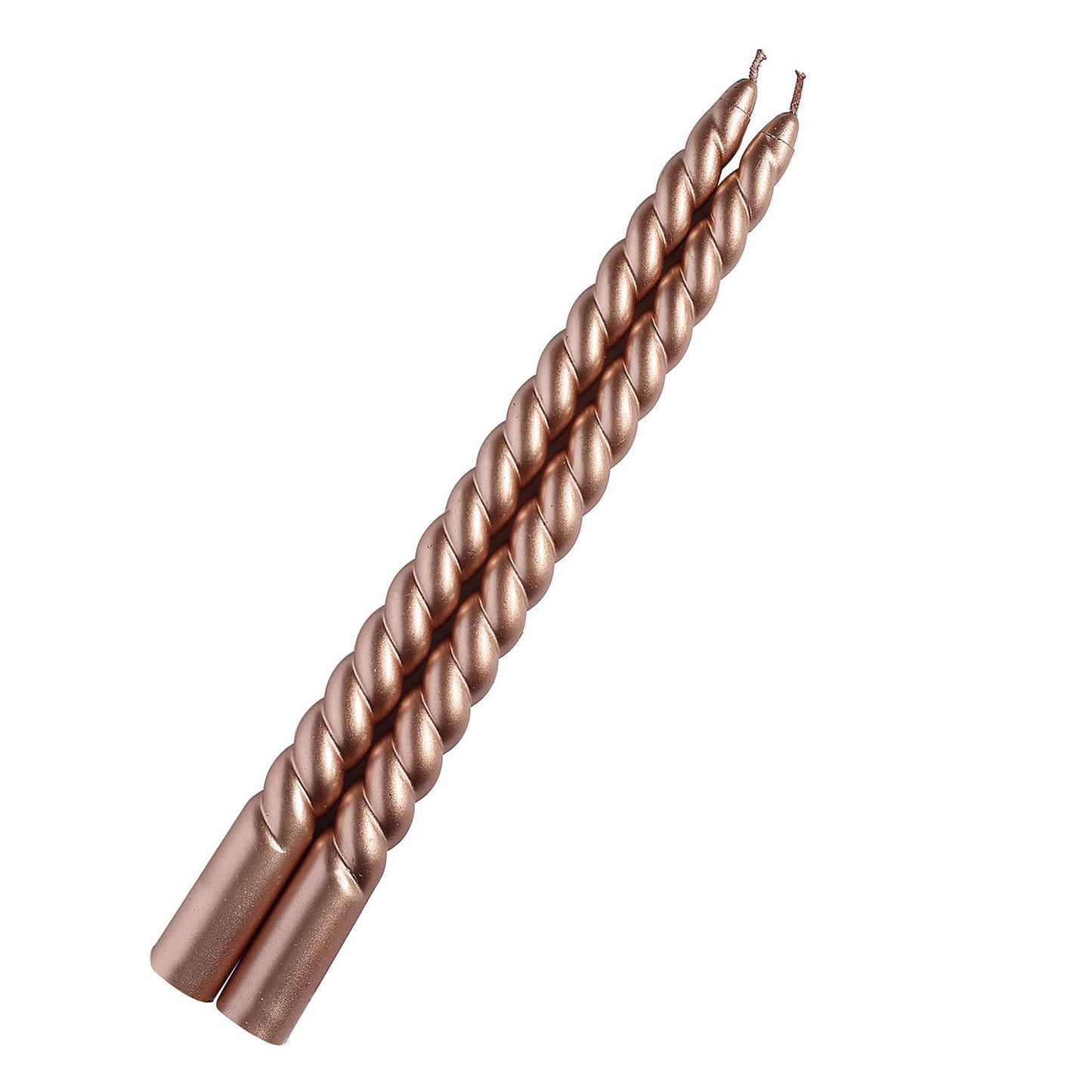 12 Pack 11" Matte Rose Gold Premium Unscented Spiral Wax Taper Candles, Long Burn Wick Dinner Candle Sticks