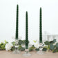 12 Pack 11" Hunter Emerald Green Premium Unscented Spiral Wax Taper Candles, Long Burn Wick Dinner Candle Sticks