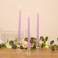 12-Pack Taper Candles Spiral Long Burn Wick Design Lavender Lilac - Premium Unscented Wax Dinner Candle Sticks 11"