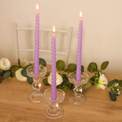 12-Pack Lavender Spiral Taper Candles