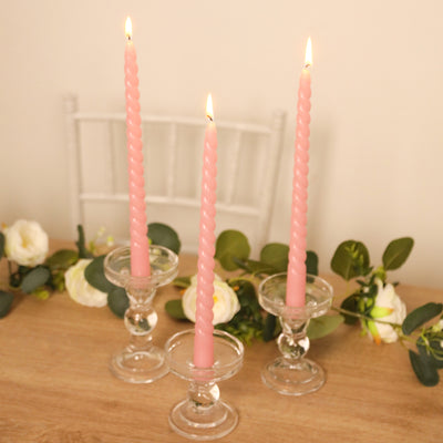 12-Pack Pink Spiral Taper Candles