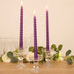 12-Pack Taper Candles Spiral Long Burn Wick Design Purple - Premium Unscented Wax Dinner Candle Sticks 11"