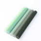 5 Pack 9" Assorted Sage Green Premium Unscented Ribbed Wax Taper Candles, Tall Real Wick Ribbon Dinner Candles