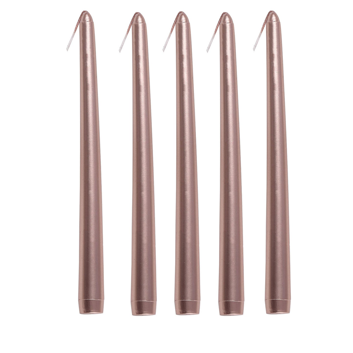 12 Pack Metallic Rose Gold 10" Premium Wax Taper Candles, Unscented Candles