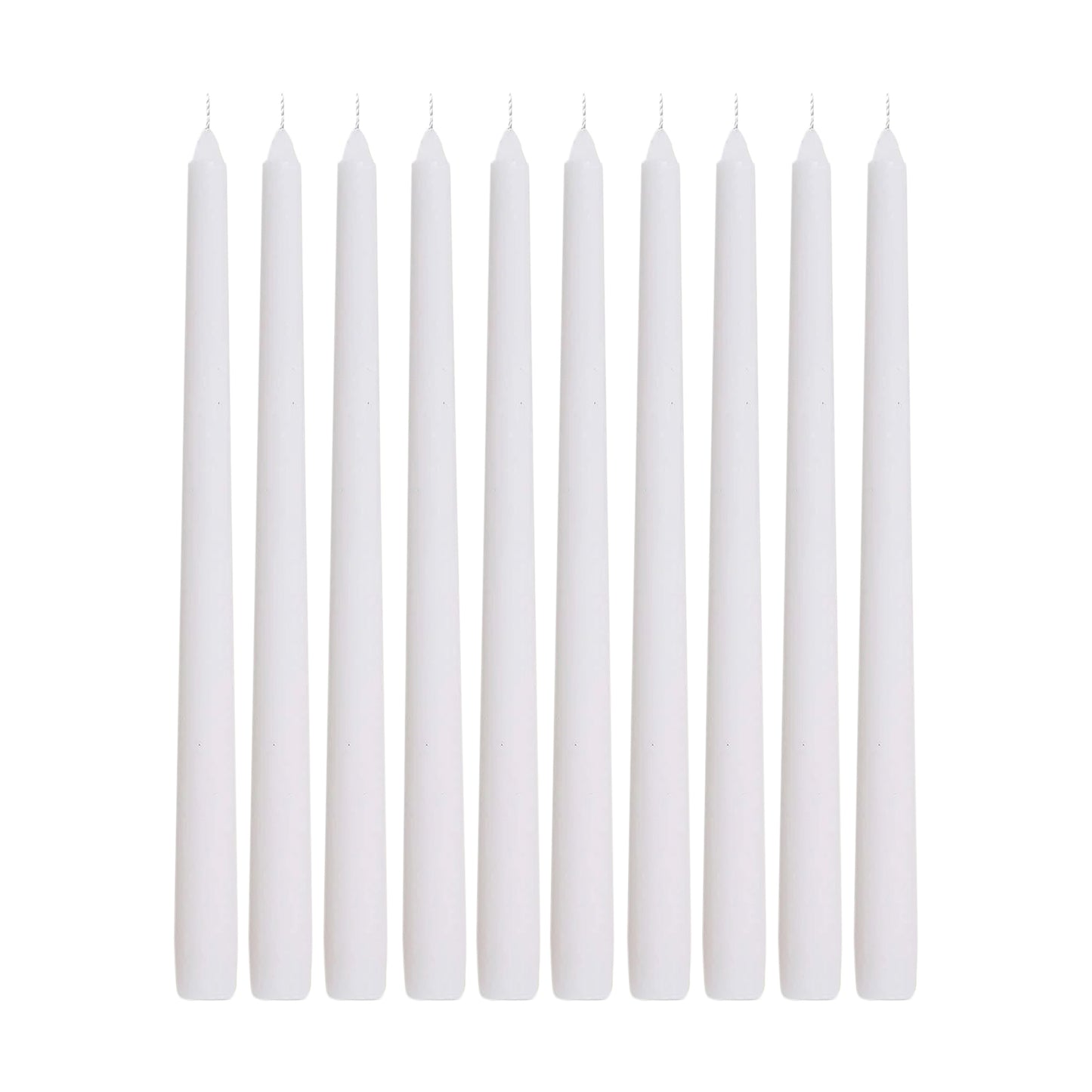 10-Pack Taper Candles Premium Wax Design White - Unscented Candles for Upscale Settings 12"