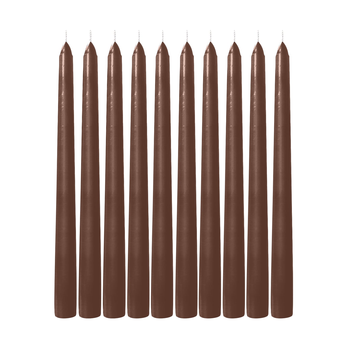 10-Pack Taper Candles Premium Wax Design Cinnamon Brown - Unscented Candles for Upscale Settings 10"