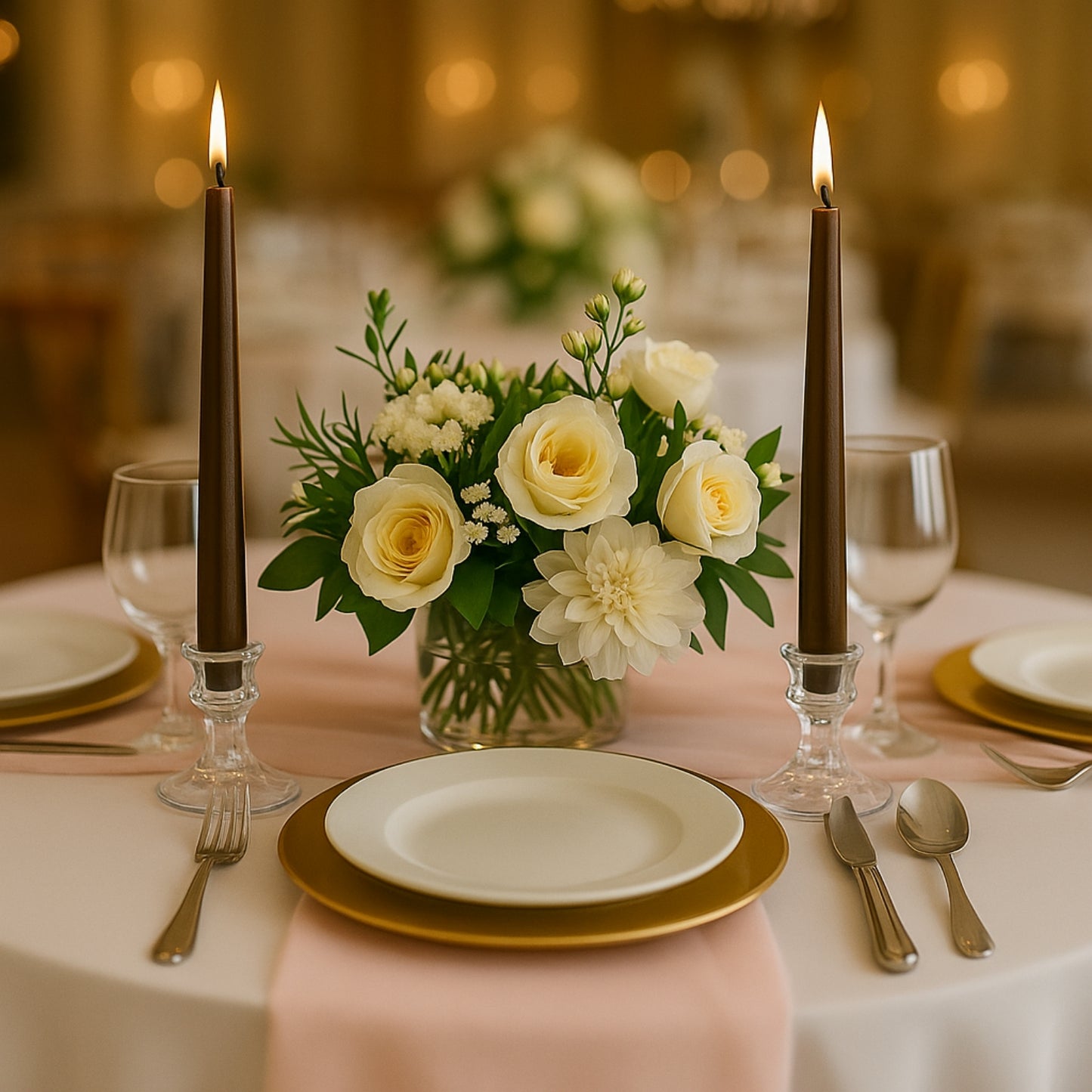 10-Pack Taper Candles Premium Wax Design Cinnamon Brown - Unscented Candles for Upscale Settings 10"