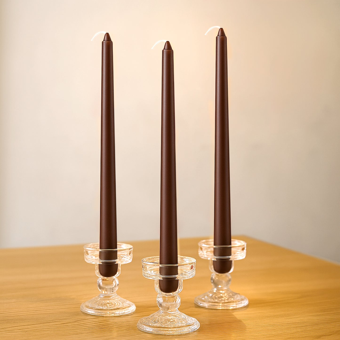 10-Pack Taper Candles Premium Wax Design Cinnamon Brown - Unscented Candles for Upscale Settings 10"