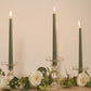 10 Pack 10" Dusty Sage Green Premium Wax Taper Candles, Unscented Candles