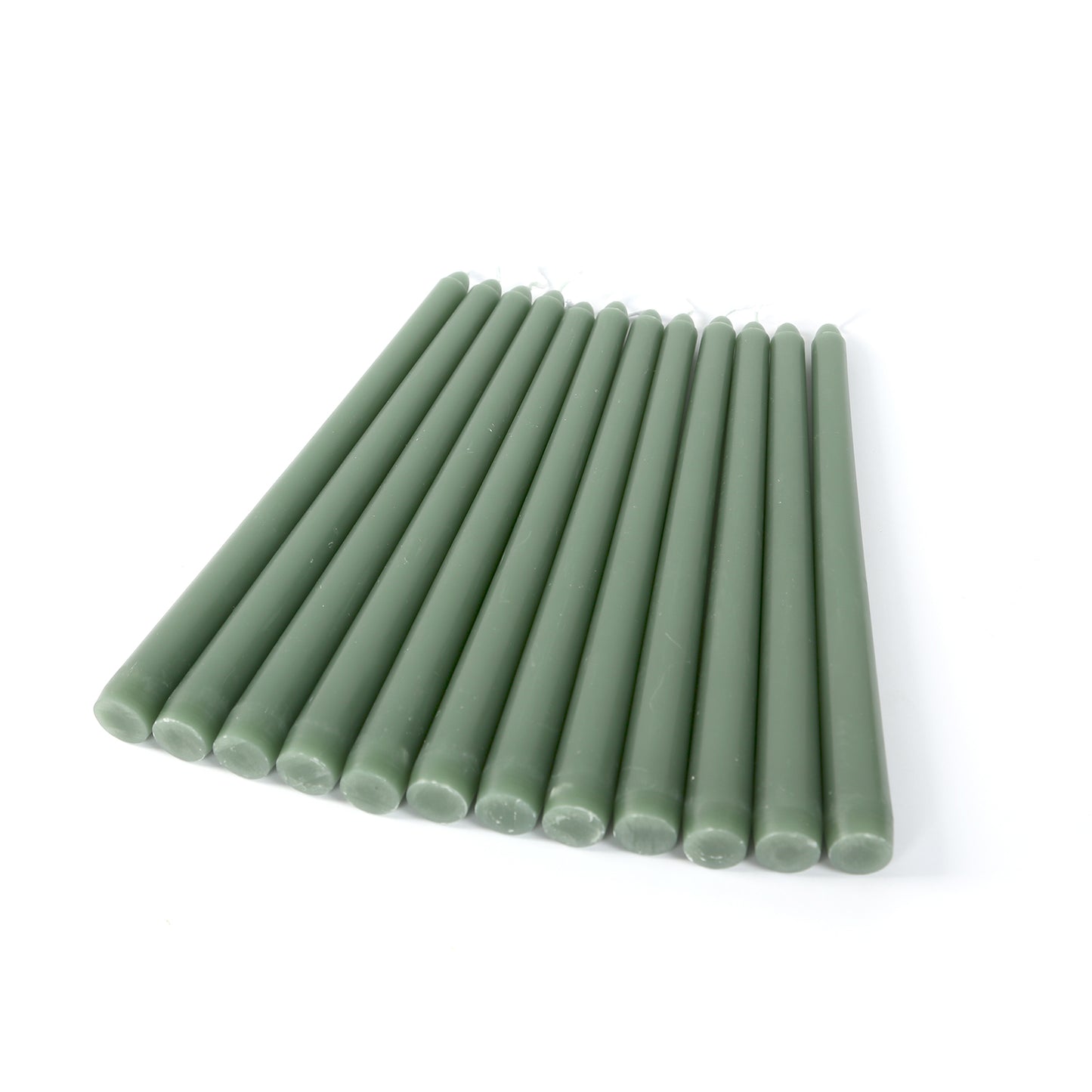 12 Pack 10" Dusty Sage Green Premium Wax Taper Candles, Unscented Candles