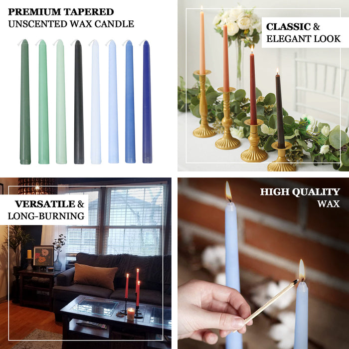 12 Pack | 10" Mixed Natural Premium Wax Taper Candles, Unscented Candles