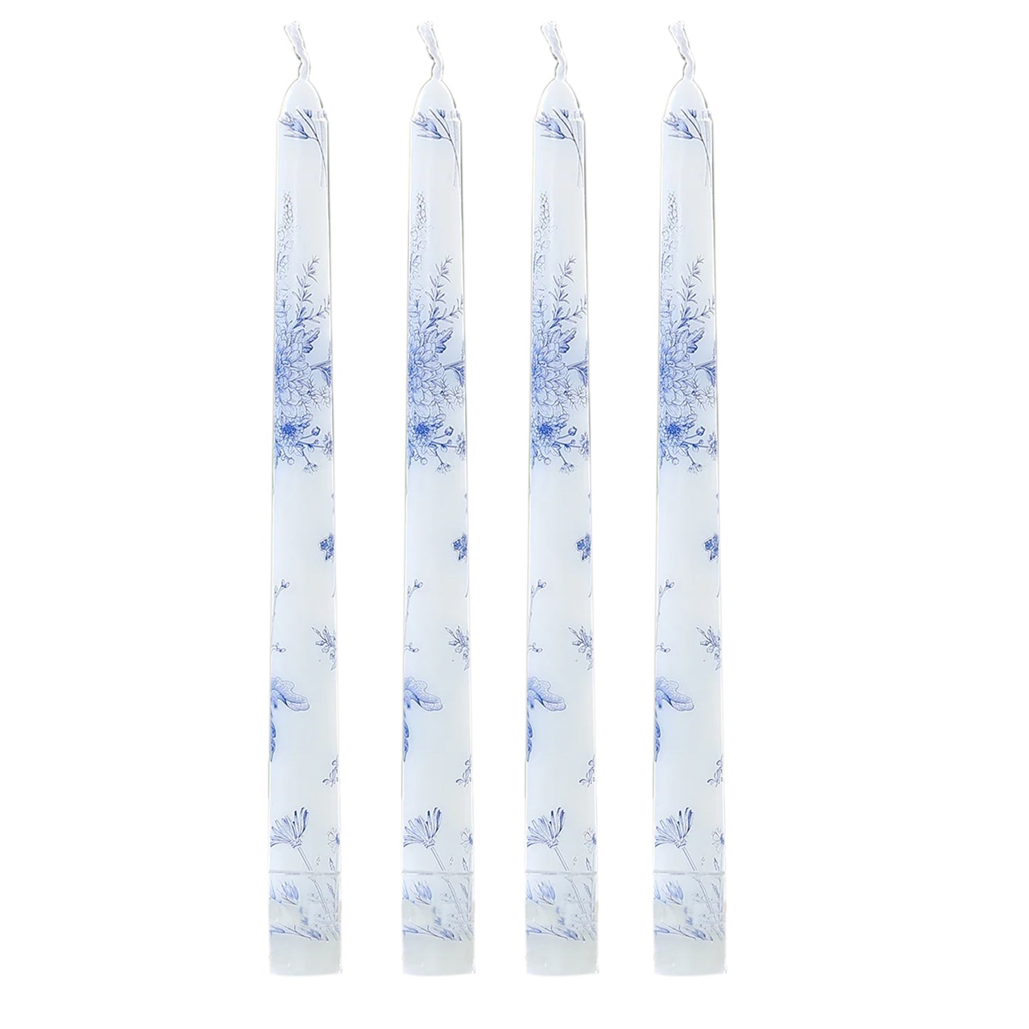 12 Pack 10" French Toile Wax Taper Candles White and Blue Unscented Candles