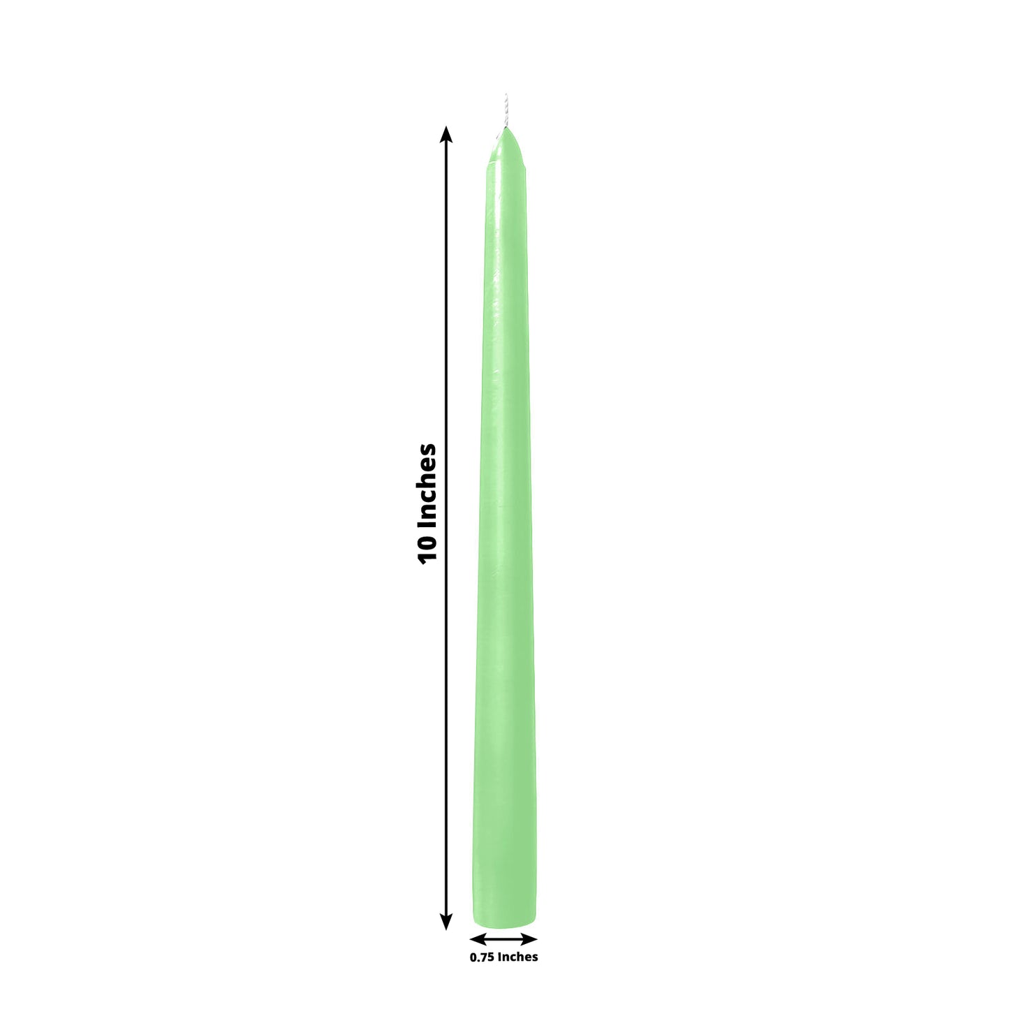 10 Pack | Apple Green 10" Premium Wax Taper Candles, Unscented Candles