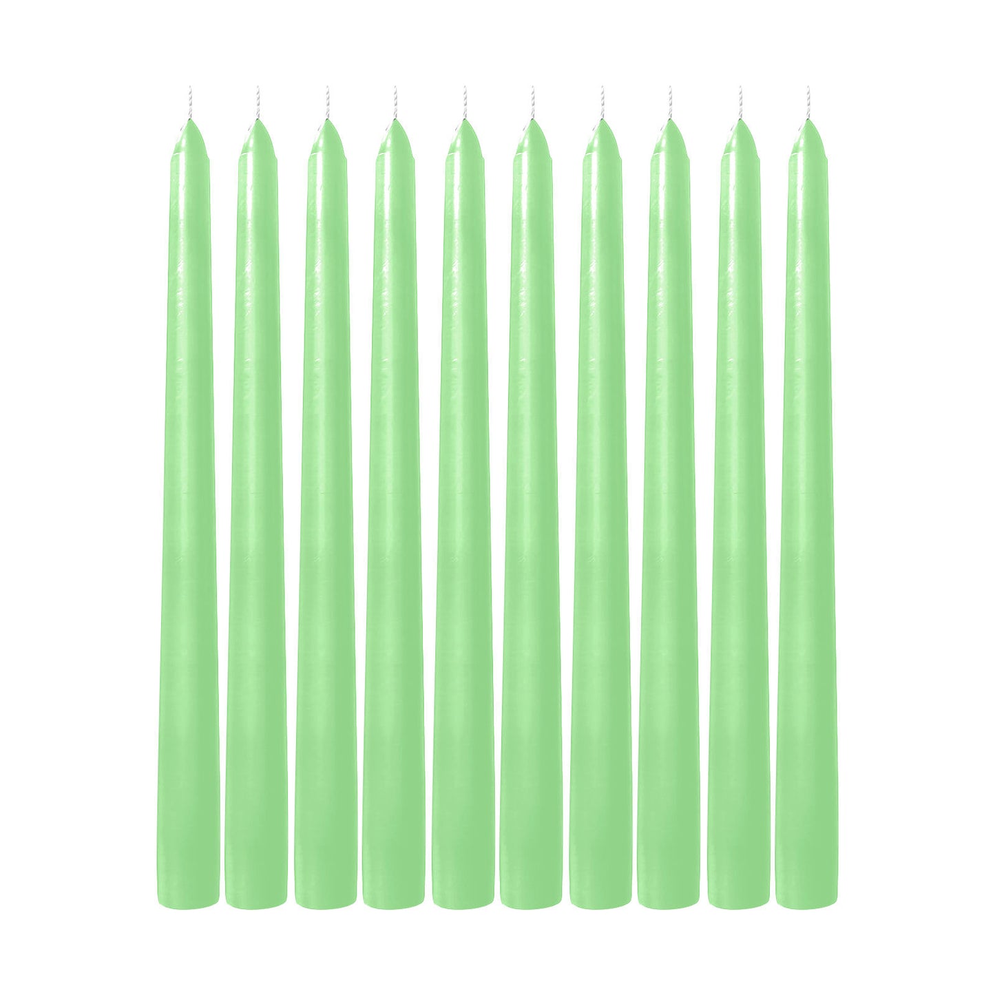 10 Pack | Apple Green 10" Premium Wax Taper Candles, Unscented Candles