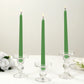 10 Pack 10" Green Premium Wax Taper Candles, Unscented Candles