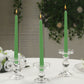10 Pack 10" Green Premium Wax Taper Candles, Unscented Candles