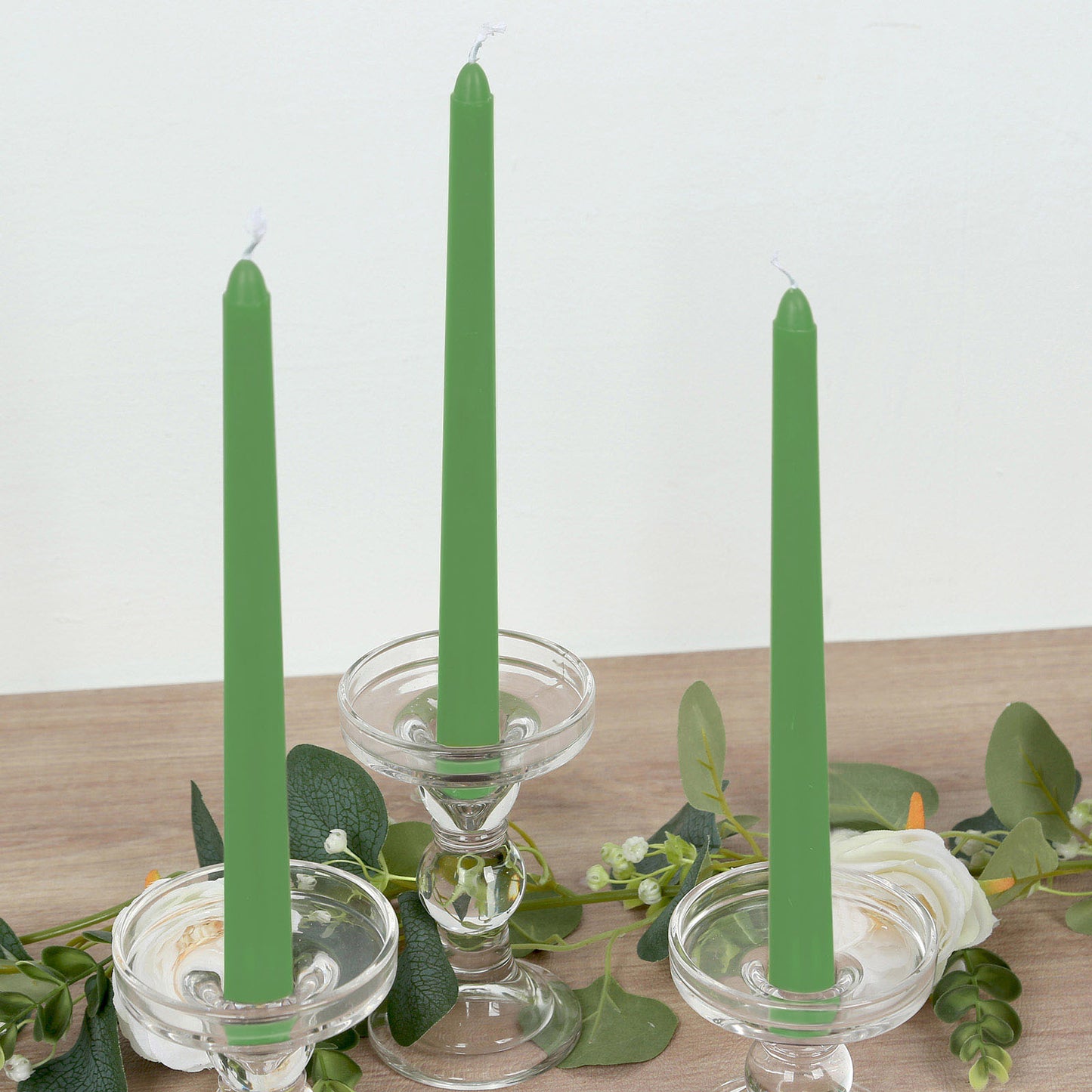 10 Pack 10" Green Premium Wax Taper Candles, Unscented Candles