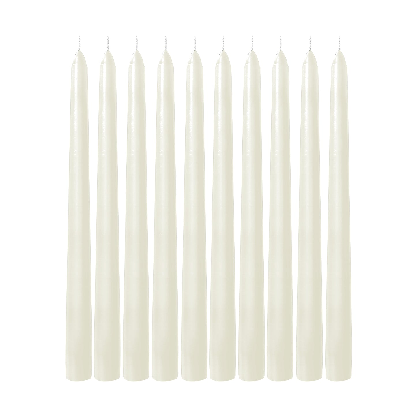 10-Pack Taper Candles Premium Wax Design Ivory - Unscented Candles for Upscale Settings 10"
