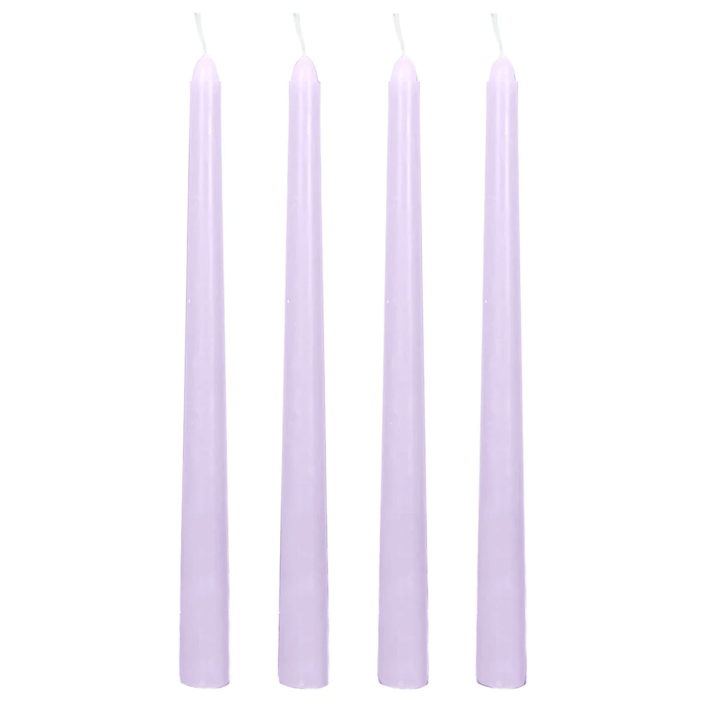 10-Pack Taper Candles Premium Wax Design Lavender Lilac - Unscented Candles for Upscale Settings 10"