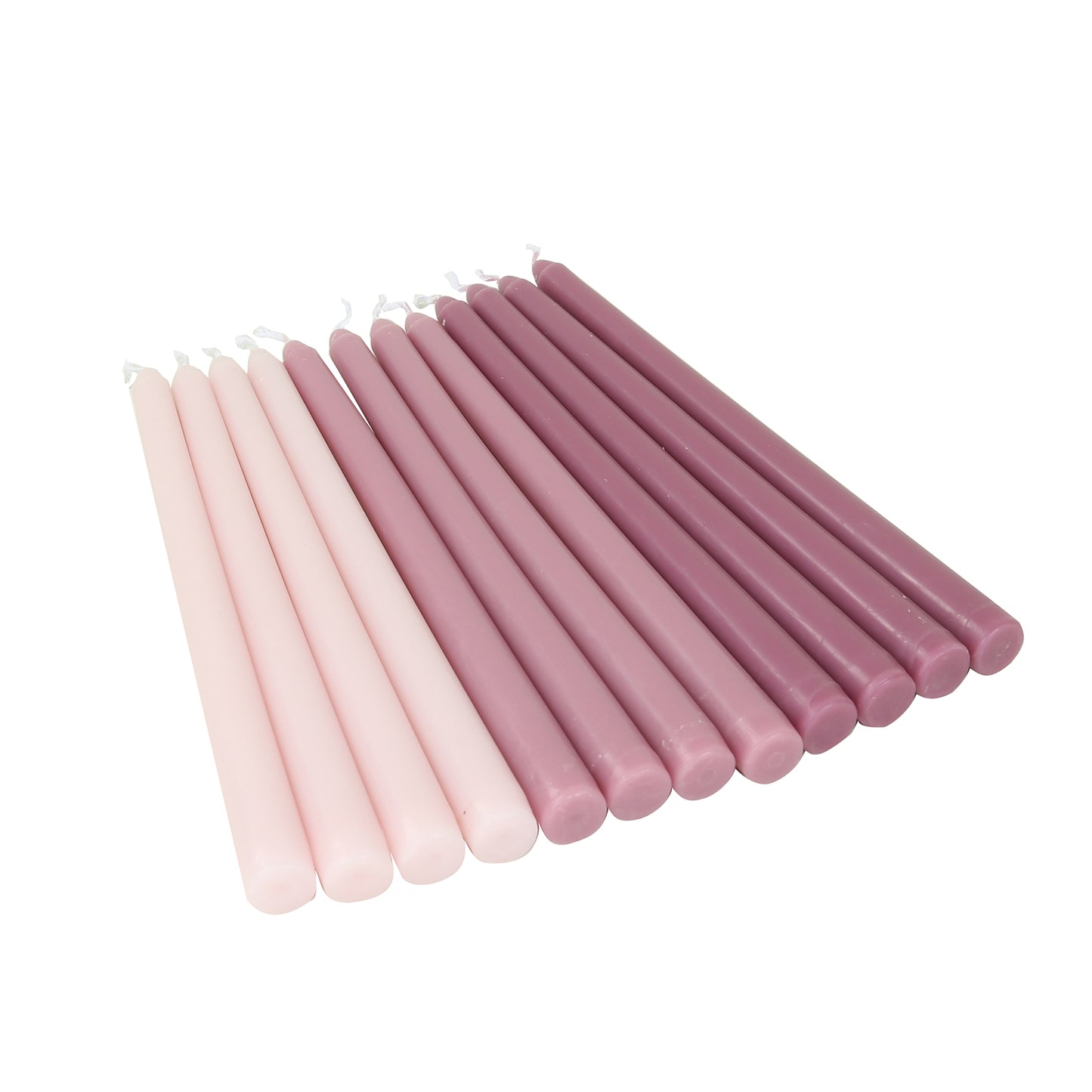 12 Pack 10" Mixed Dusty Rose Premium Wax Taper Candles, Unscented Candles