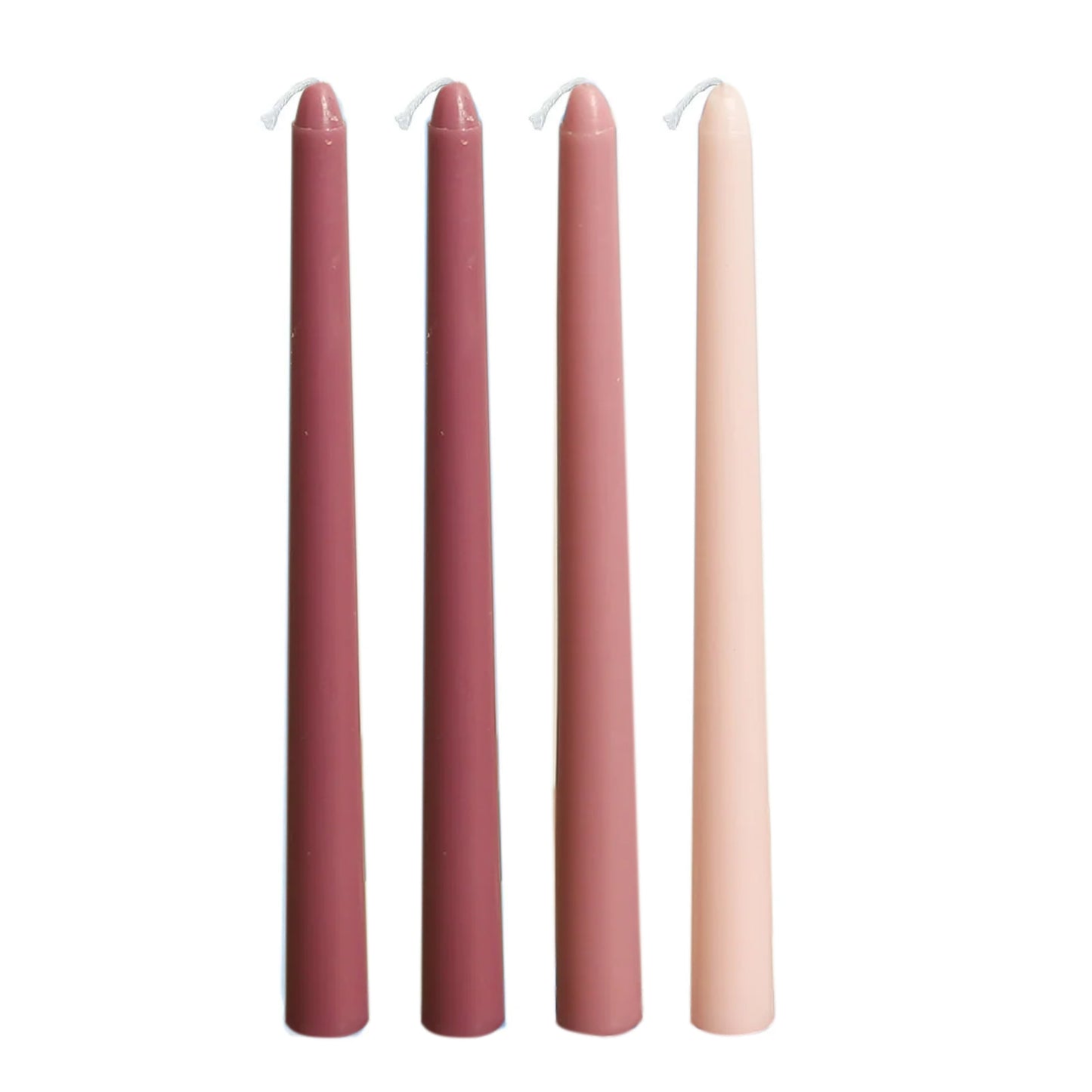 12 Pack 10" Mixed Dusty Rose Premium Wax Taper Candles, Unscented Candles