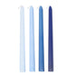 12 Pack | 10" Mixed Blue Premium Wax Taper Candles, Unscented Candles
