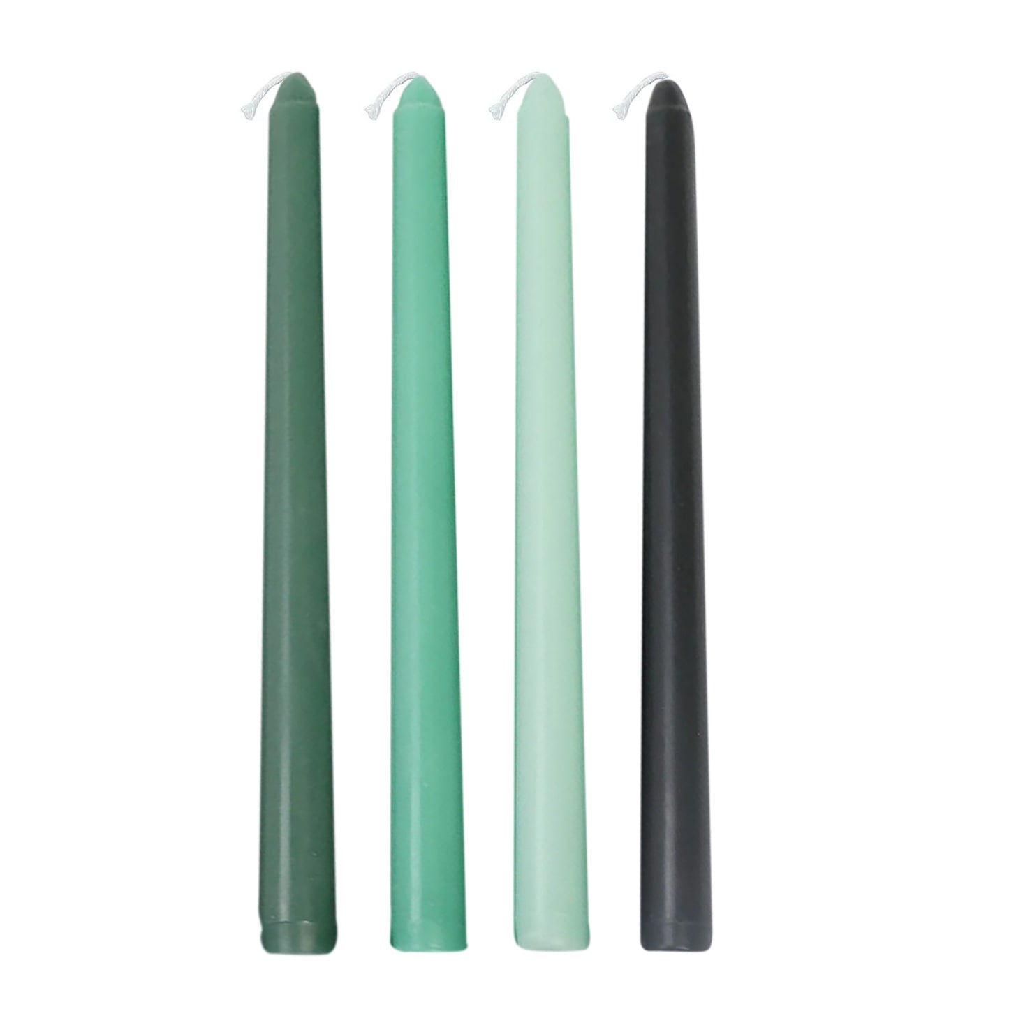 12 Pack | 10" Mixed Green Premium Wax Taper Candles, Unscented Candles