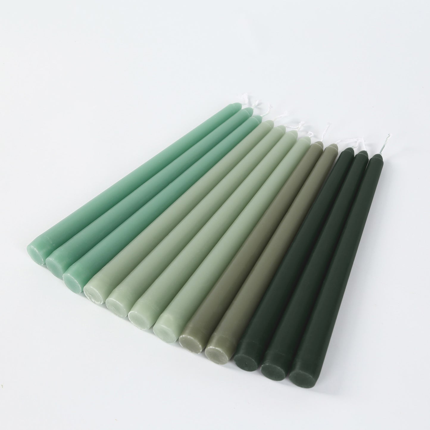 12 Pack 10" Mixed Sage Green Premium Wax Taper Candles, Unscented Candles