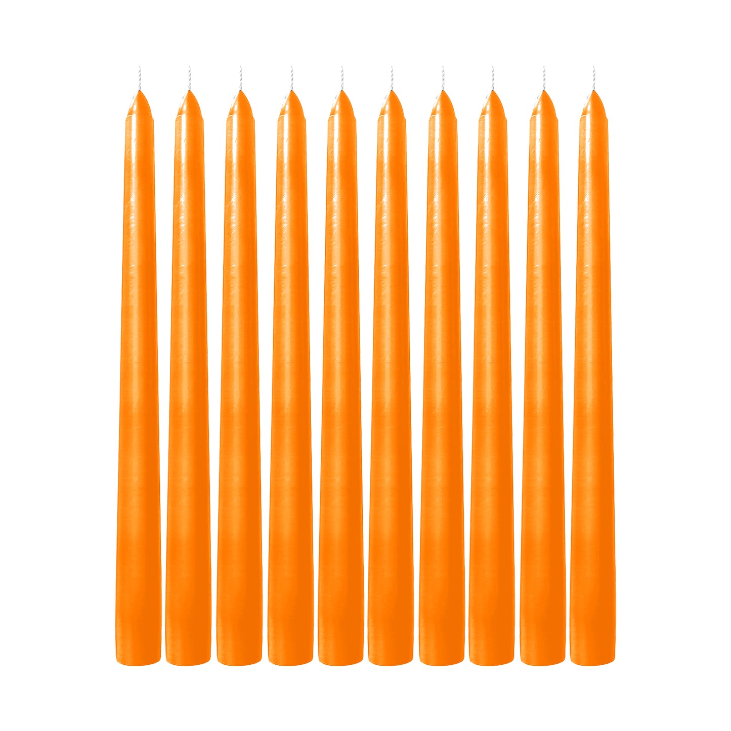 10-Pack Taper Candles Premium Wax Design Orange - Unscented Candles for Upscale Settings 10"