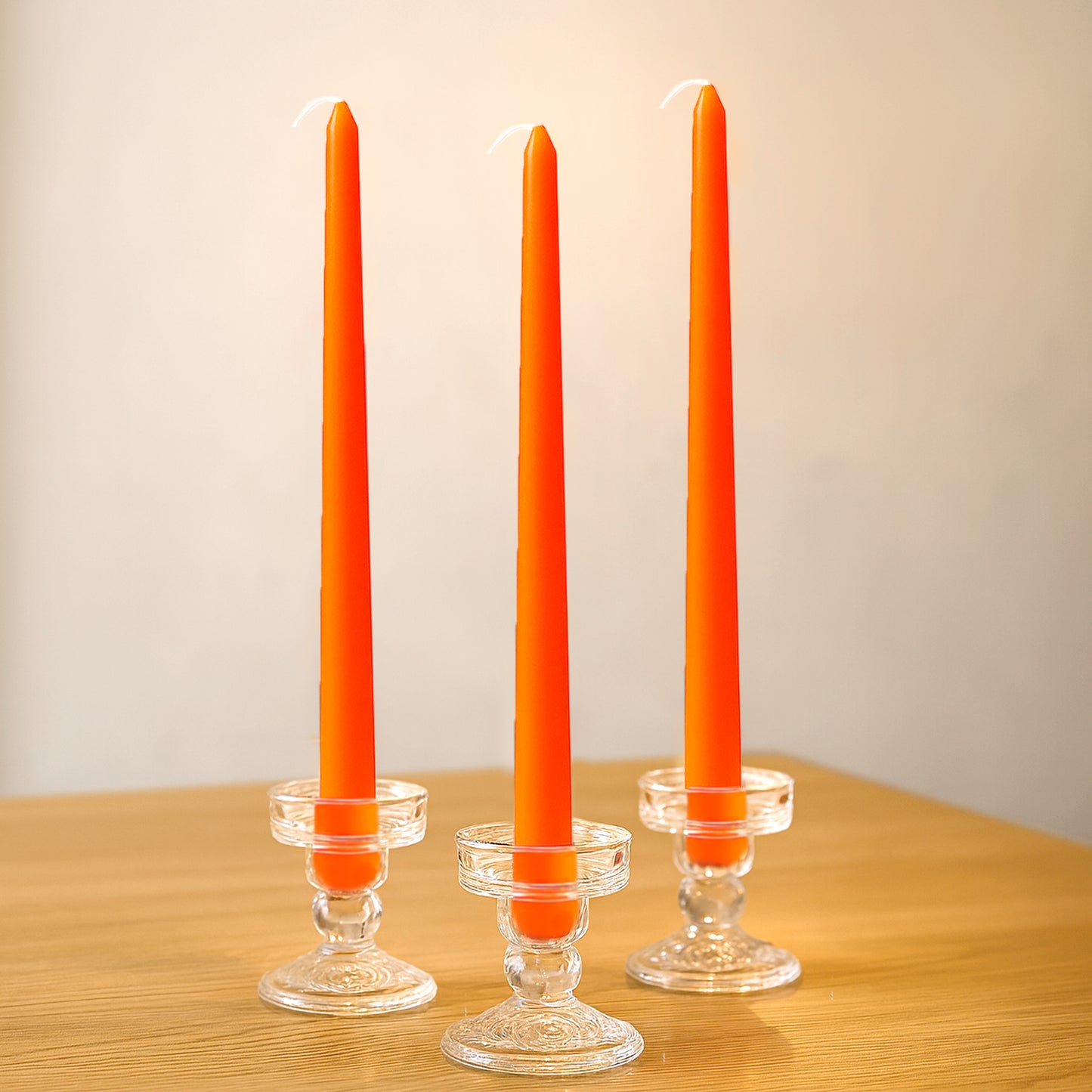 10-Pack Taper Candles Premium Wax Design Orange - Unscented Candles for Upscale Settings 10"