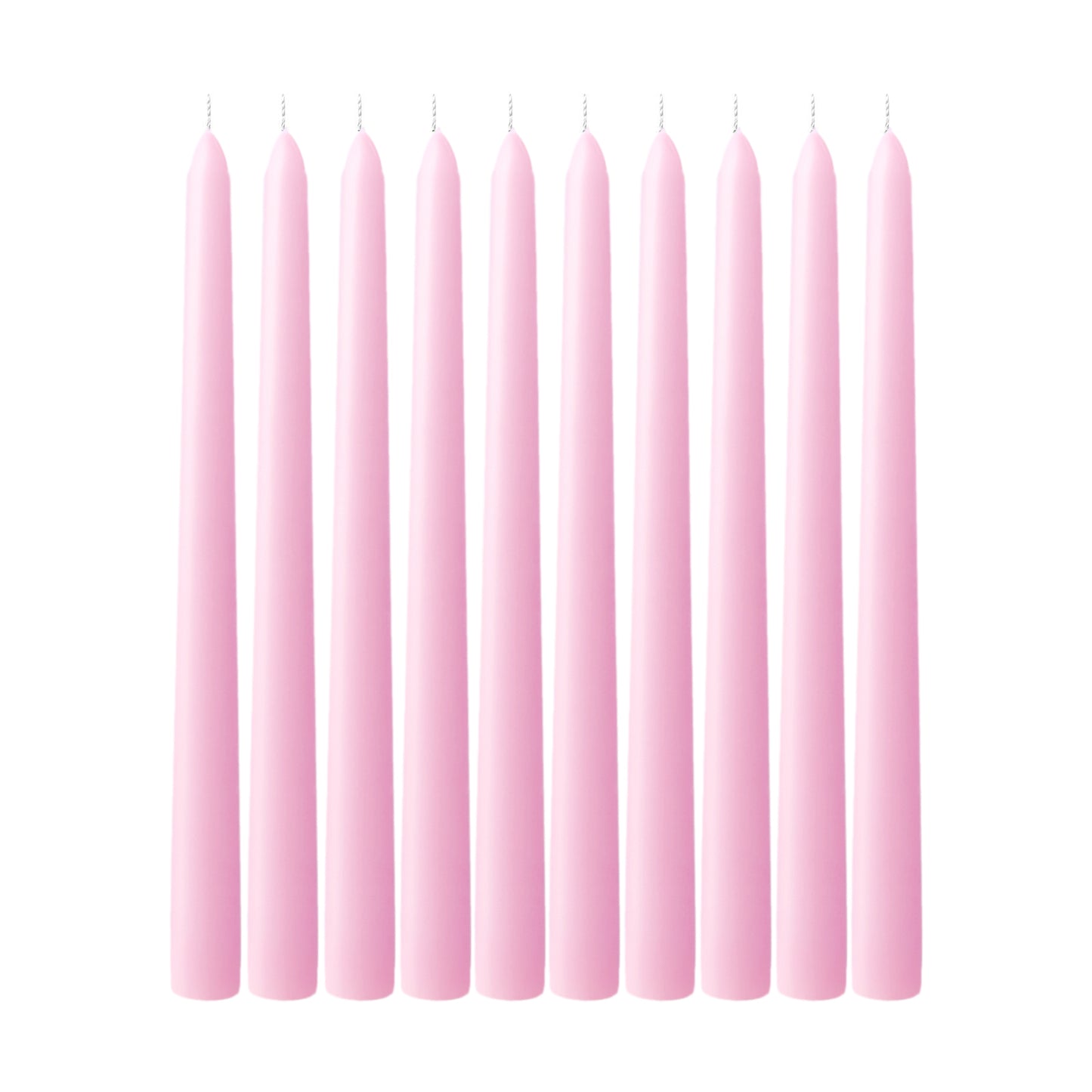 10-Pack Taper Candles Premium Wax Design Pink - Unscented Candles for Upscale Settings 10"