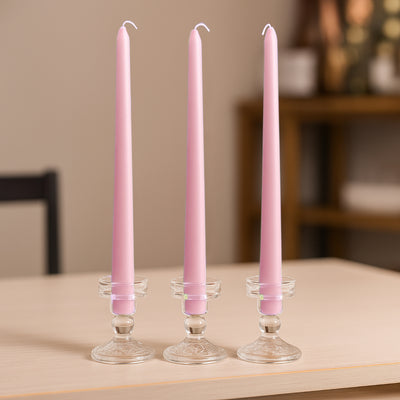 10-Pack Pink Wax Taper Candles